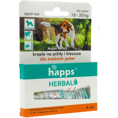 Krople na pchły i kleszcze dla średnich  psów - Happs Herbal - 1