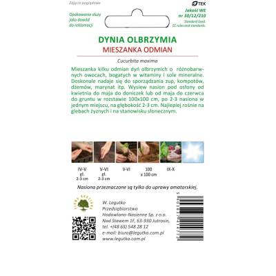 Dynia olbrzymia - mieszanka odmian 3g    Legutko - 2